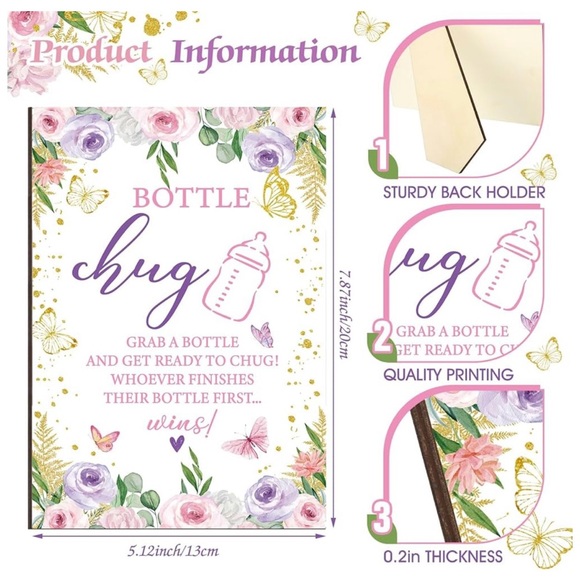 Bottle Chug Baby Shower Game Sign - Picture 2 of 5